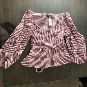 *%* Express Striped Off the shoulder shirt